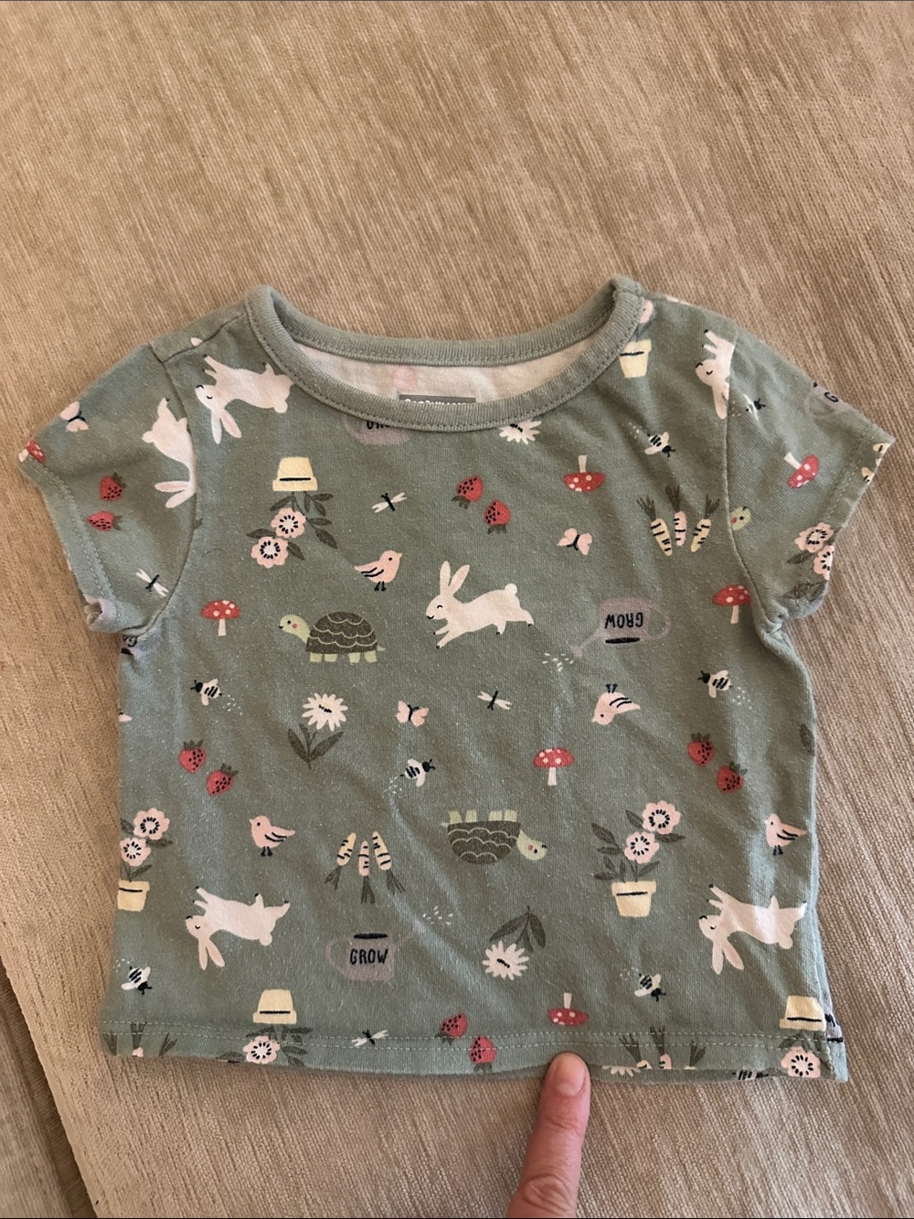 Garanimals Sage Green Bunny & Garden Print Tee